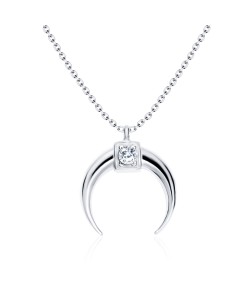 Crescent Moon CZ Silver Necklace SPE-3534